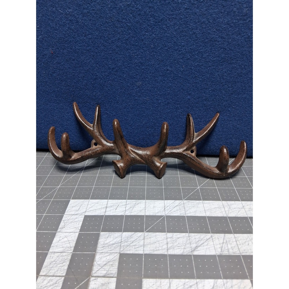 Unbranded Antler Wall Rack Brown Cast Iron Rustic Lodge Deer Horn Hooks